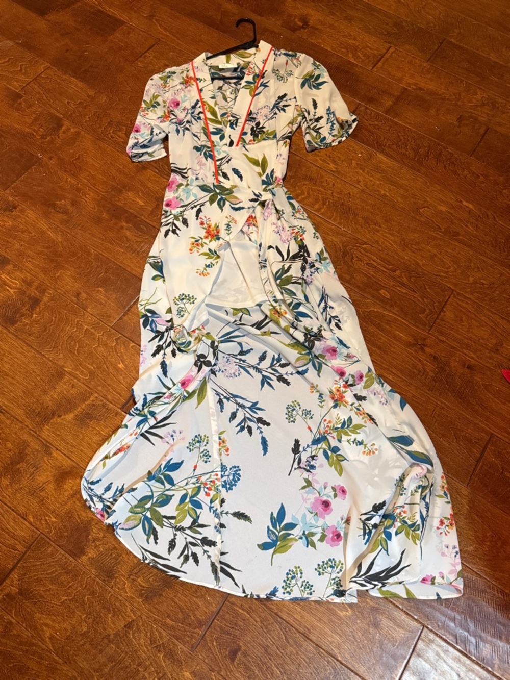 Floral Wrap Maxi Dress in Ivory with Multicolor Print
